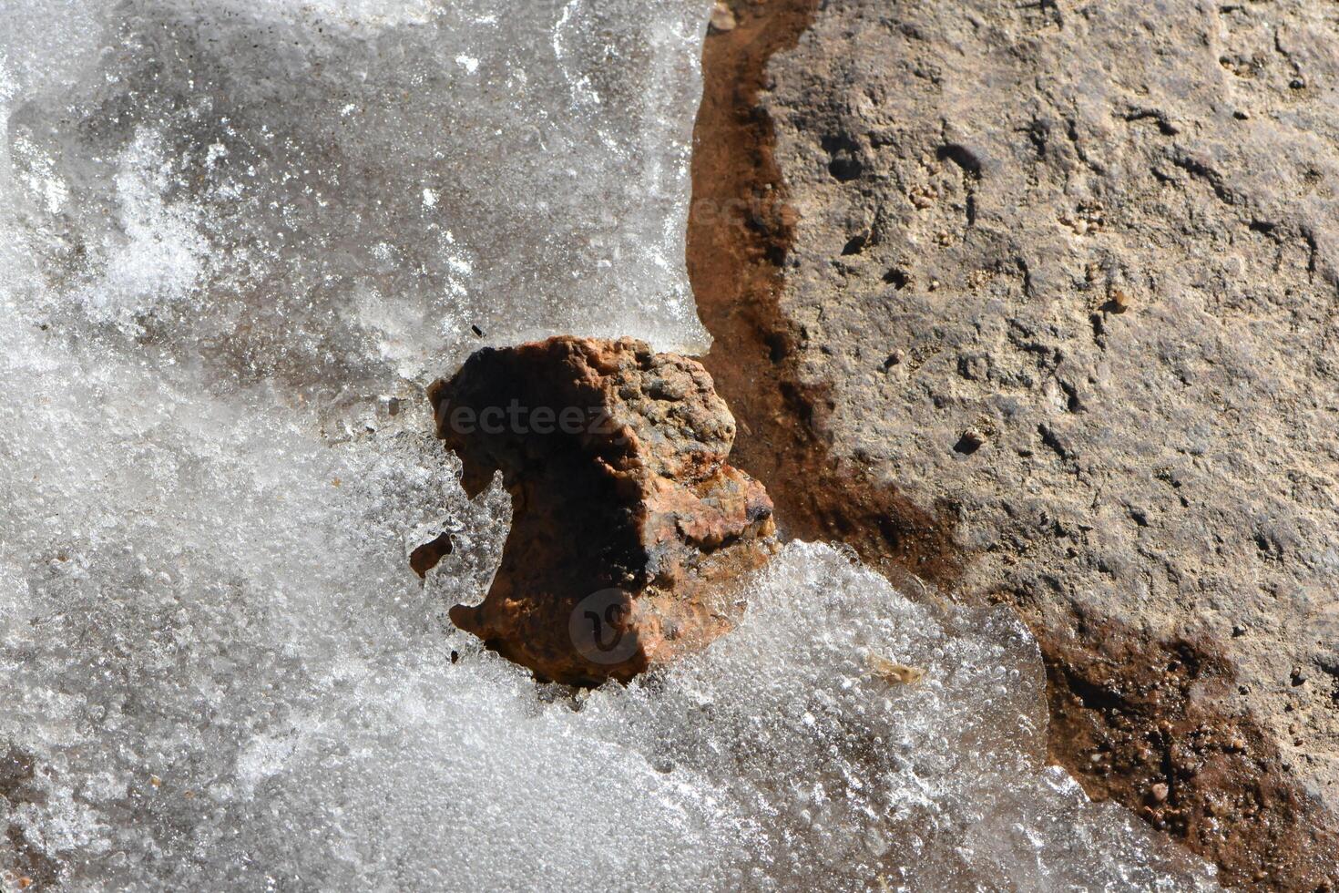 Close Up of Rock and Ice, Barker Meadow Reservoir, Nederland, Colorado photo