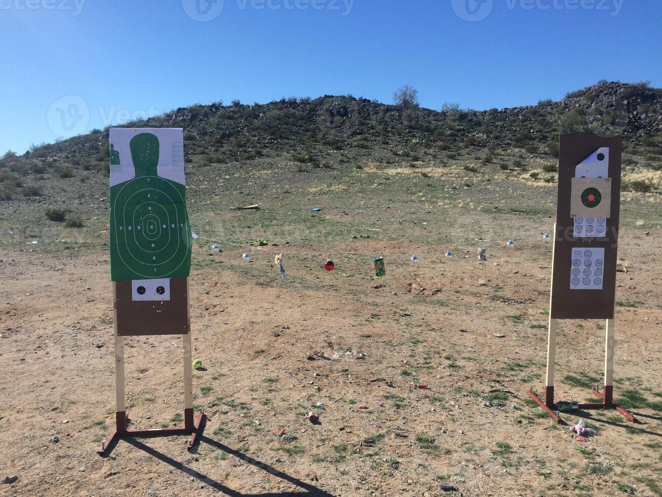 Target Shooting Practice, Targets Set Up in the Desert photo