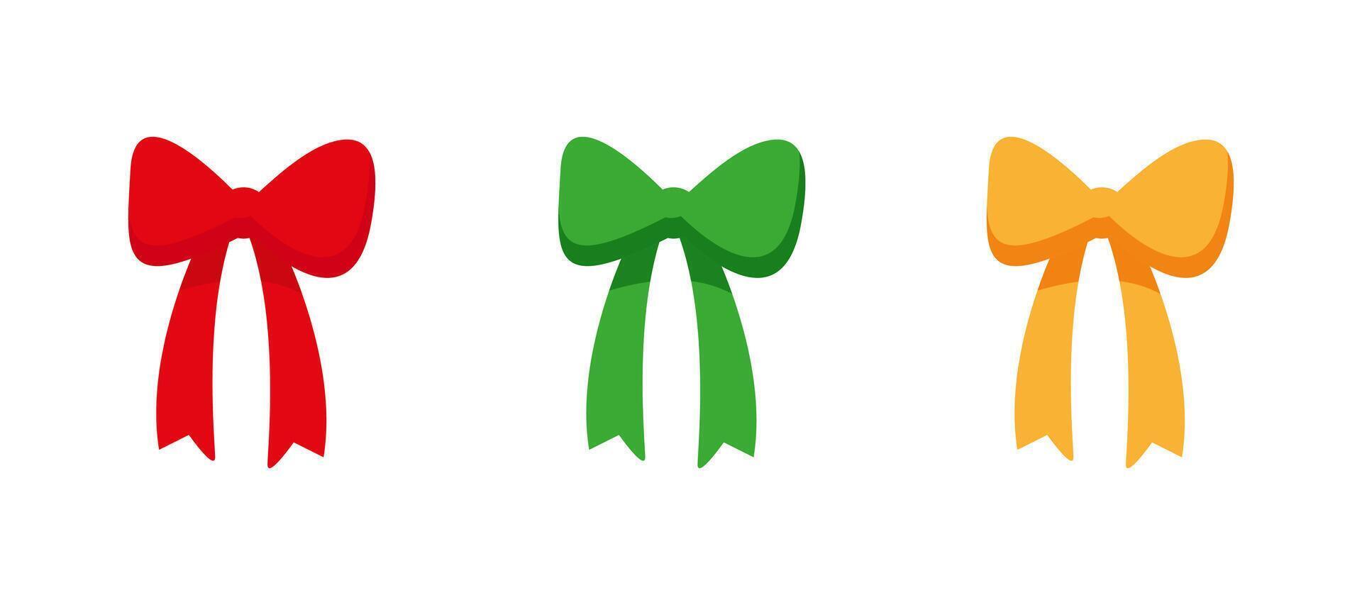 Set of bows, holiday ribbon vector