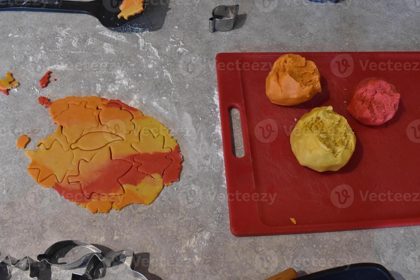 Making Leaf Cookies with Three Balls of Dough for Fall photo