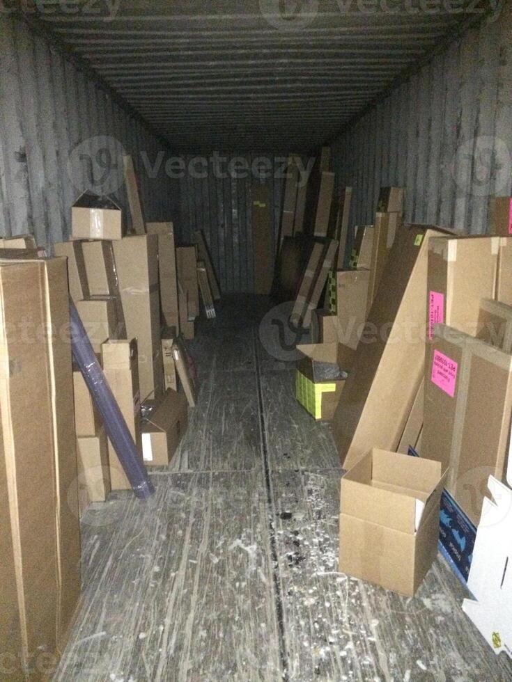 Storage Container Full of Organized Cardboard Boxes photo