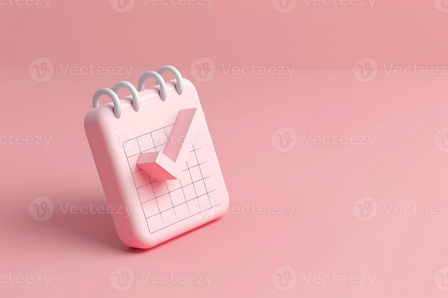 Calendar icon isolated on pink pastel color tone background. 3D render illustration style. photo