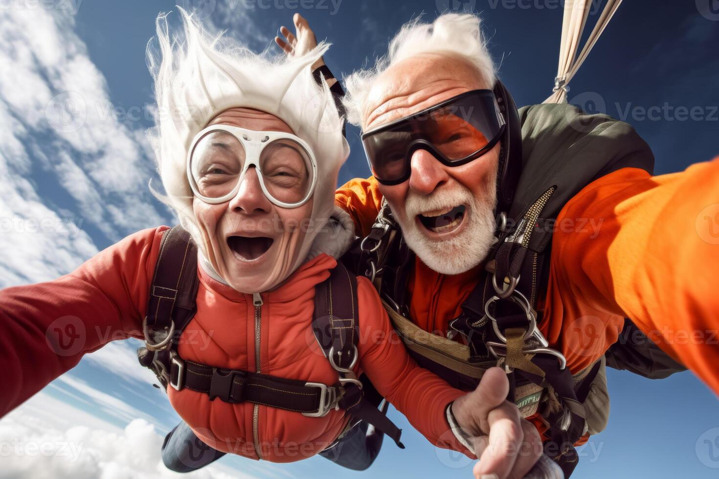 Skydiving Senior Couple photo