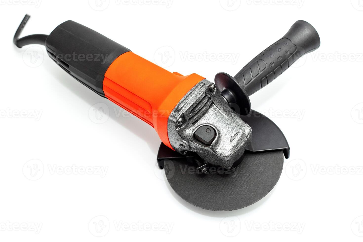 Angle grinder with abrasive disk isolated on a white background photo