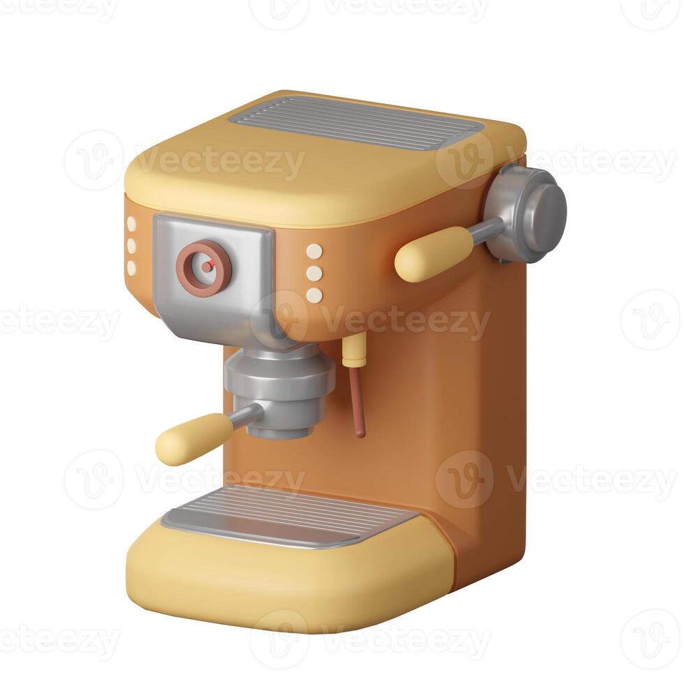 Coffee Maker Cartoon Style Isolated on a White Background. 3d illustration photo