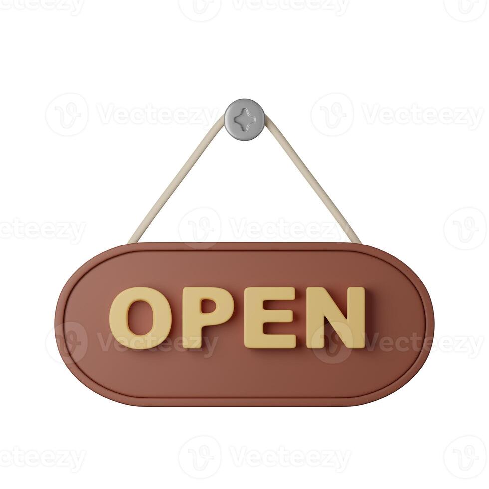 3d Color Hanging Open and Close Sign Board Set Plasticine Cartoon Style Isolated on a White Background. 3d illustration photo