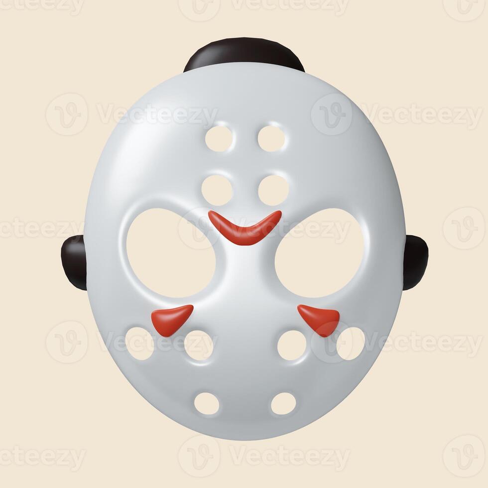 3d Halloween mask icon. Traditional element of decor for Halloween. icon isolated on gray background. 3d rendering illustration. Clipping path. photo