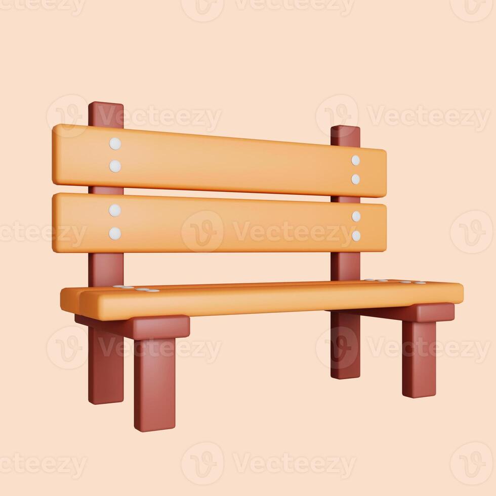 3d bench. Golden fall. Season decoration. icon isolated on gray background. 3d rendering illustration. Clipping path. photo