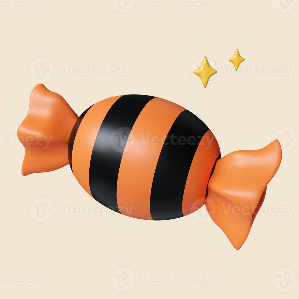 3d Halloween Candy-stick icon. Traditional element of decor for Halloween. icon isolated on gray background. 3d rendering illustration. Clipping path. photo