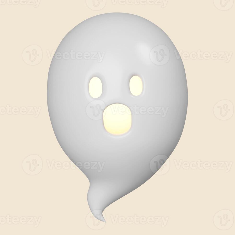 3d Halloween ghost icon. Traditional element of decor for Halloween. icon isolated on gray background. 3d rendering illustration. Clipping path. photo
