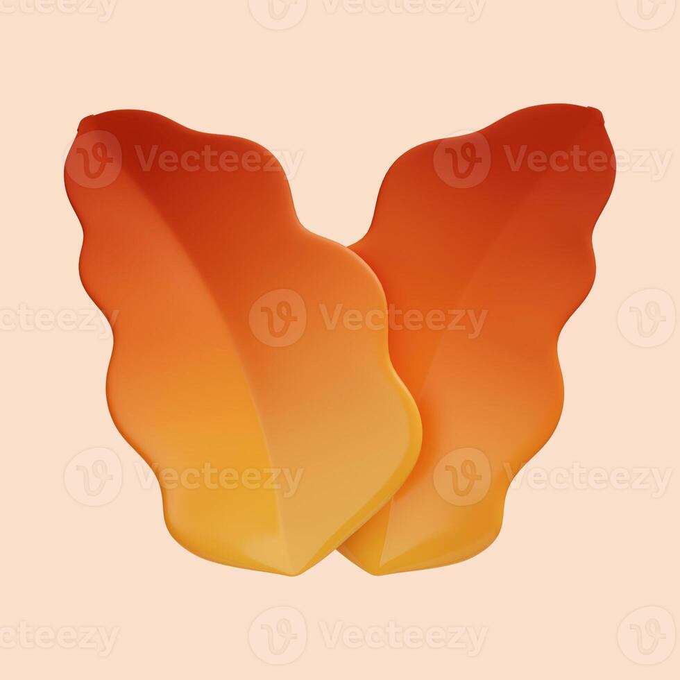 3d Autumn leaf. Golden fall. Season decoration. icon isolated on gray background. 3d rendering illustration. Clipping path. photo