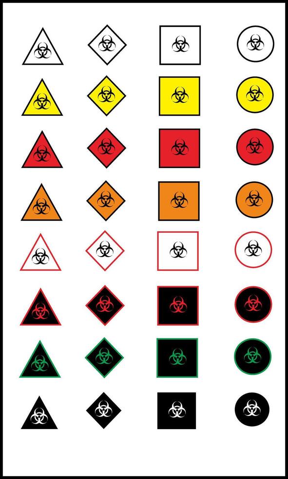 Biohazard symbol illustration with various colors vector