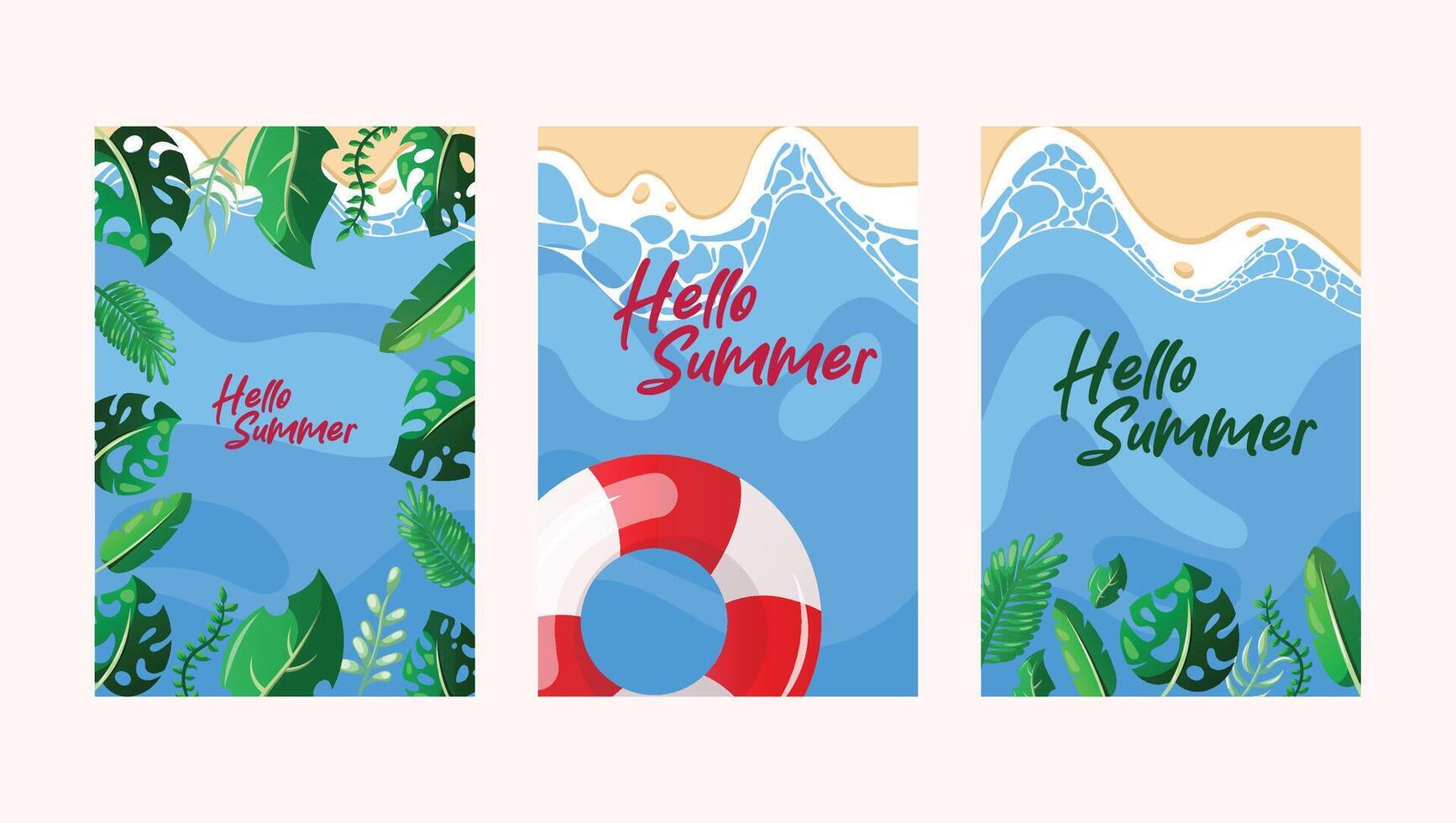 summer card design with beach background vector