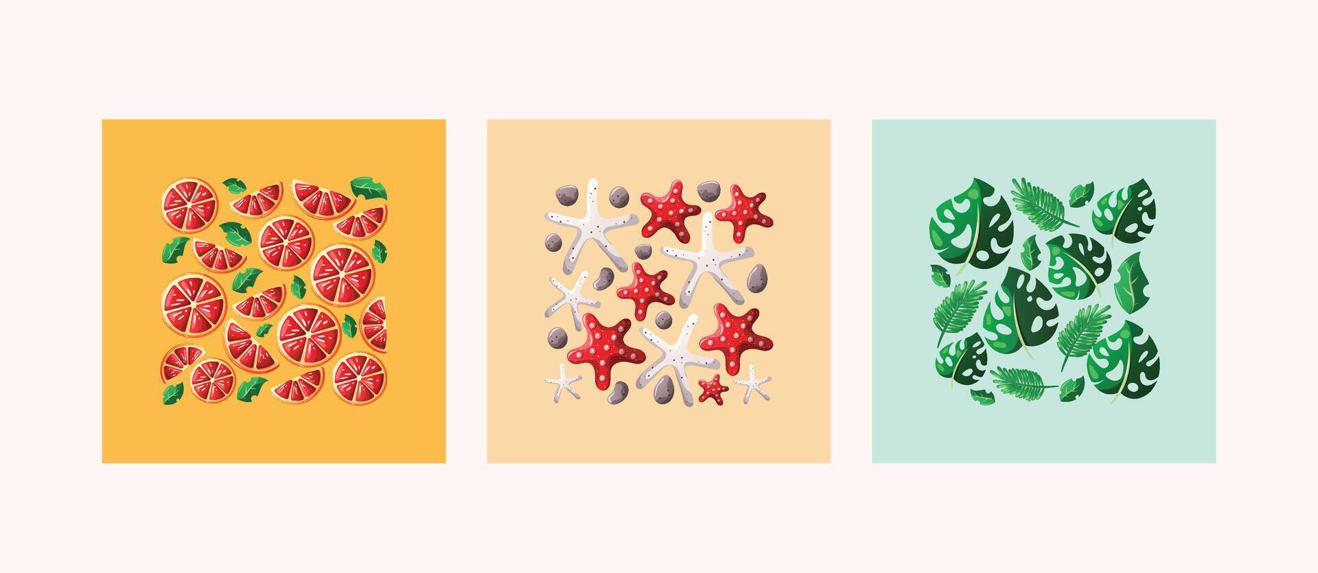 summer doodle card design set vector