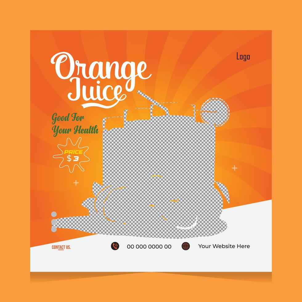Orange juice drink template for restaurant,And social media post juice design. vector