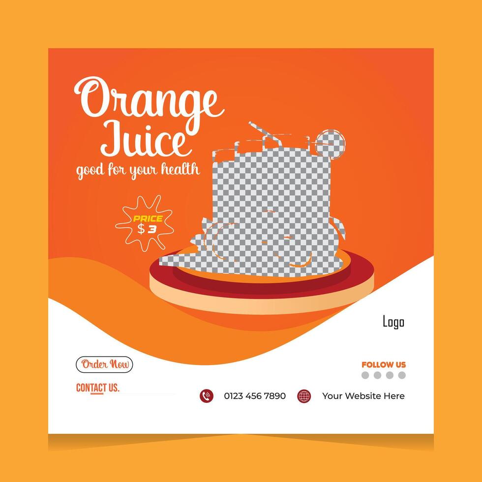 Orange juice drink template for restaurant,And social media post juice design. vector
