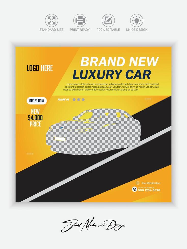 Rent a car Luxury car for social media post banner template. business sale promo template. vector
