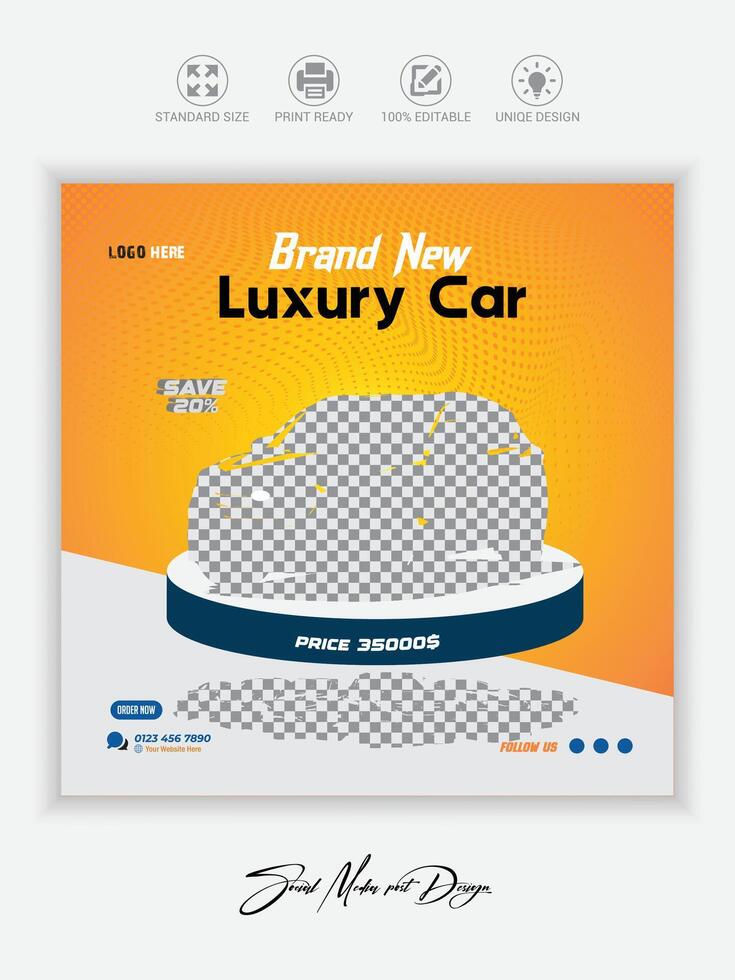 Rent a car Luxury car for social media post banner template. business sale promo template. vector