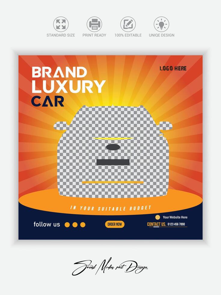 Rent a car Luxury car for social media post banner template. business sale promo template. vector