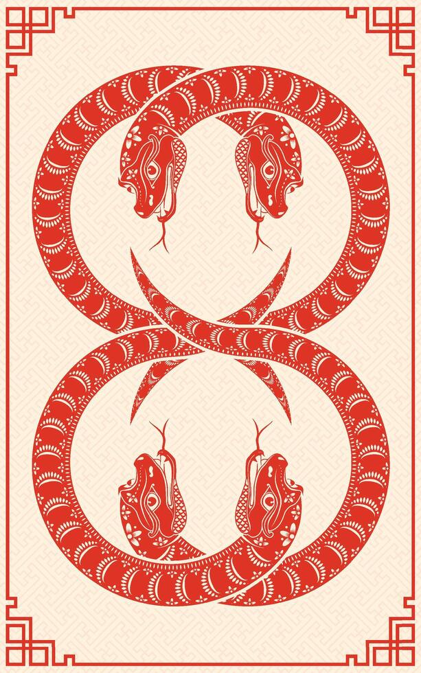 Happy Chinese new year 2025 Zodiac sign, year of the Snake vector