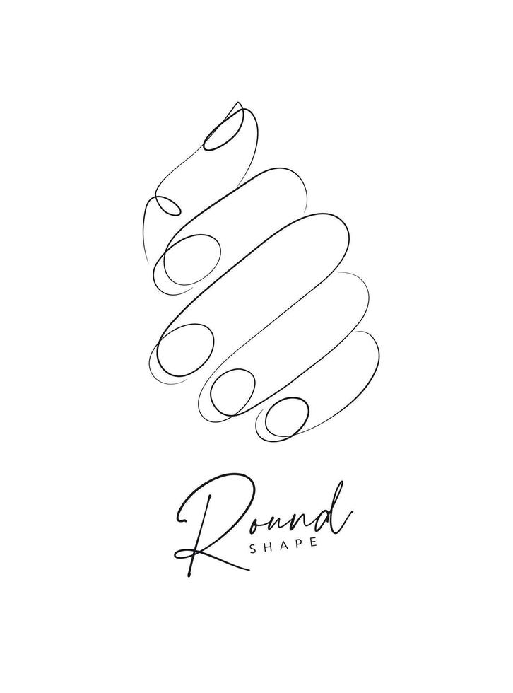 Woman hand with round nails drawing in linear style on white background vector