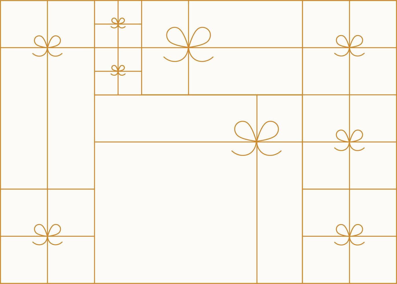 Art deco present box linear composition drawing on beige background vector