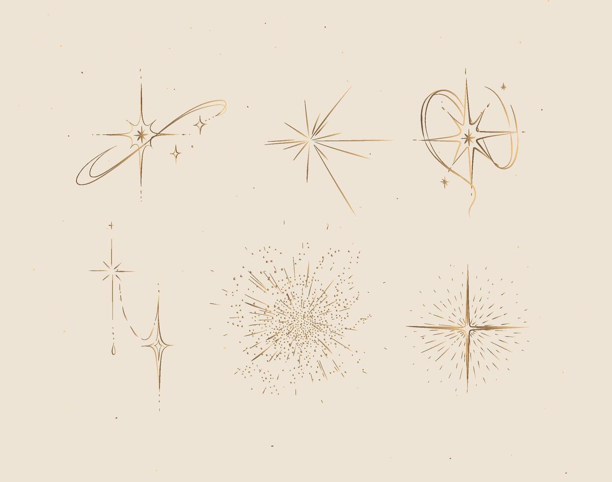 Different states of stars drawing in graphic style on beige background vector