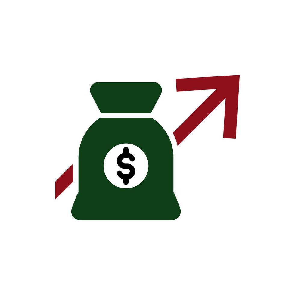 money bag with arrow up icon vector