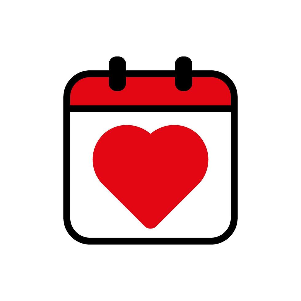 calendar with heart icon vector