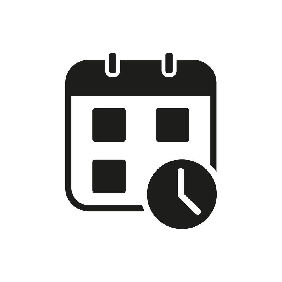 calendar icon with clock time vector
