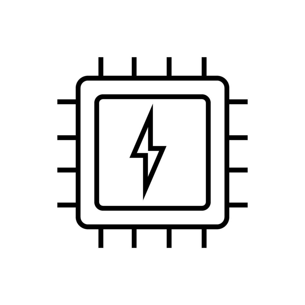 Processor chip for computer with electrical symbol icon vector