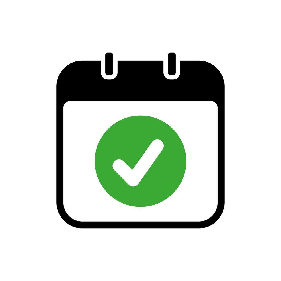 calendar with green checkmark icon vector
