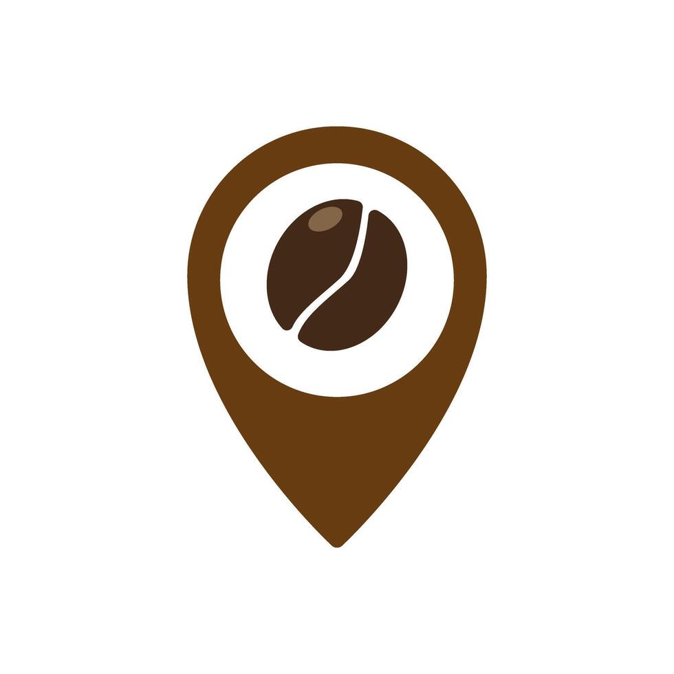 coffee location illustration coffee bean inside map pin icon vector