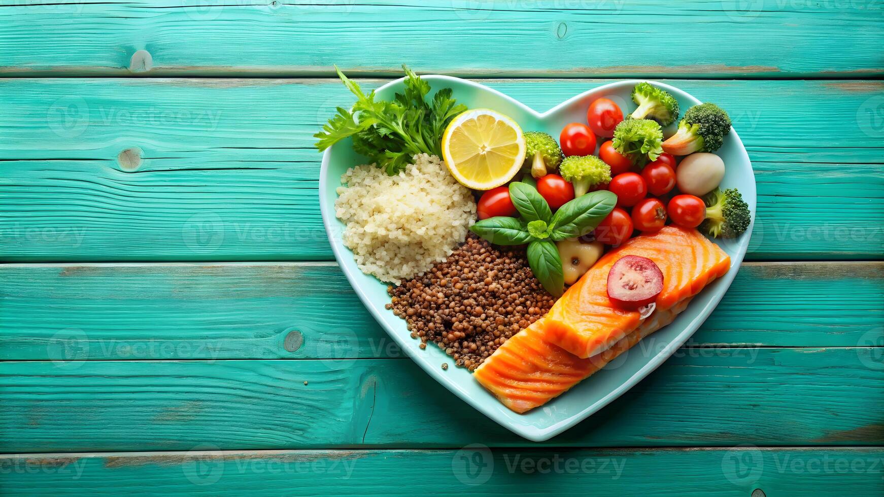 Balanced Diet Concept with Salmon, Quinoa, and Vegetables - Healthy Nutrition photo