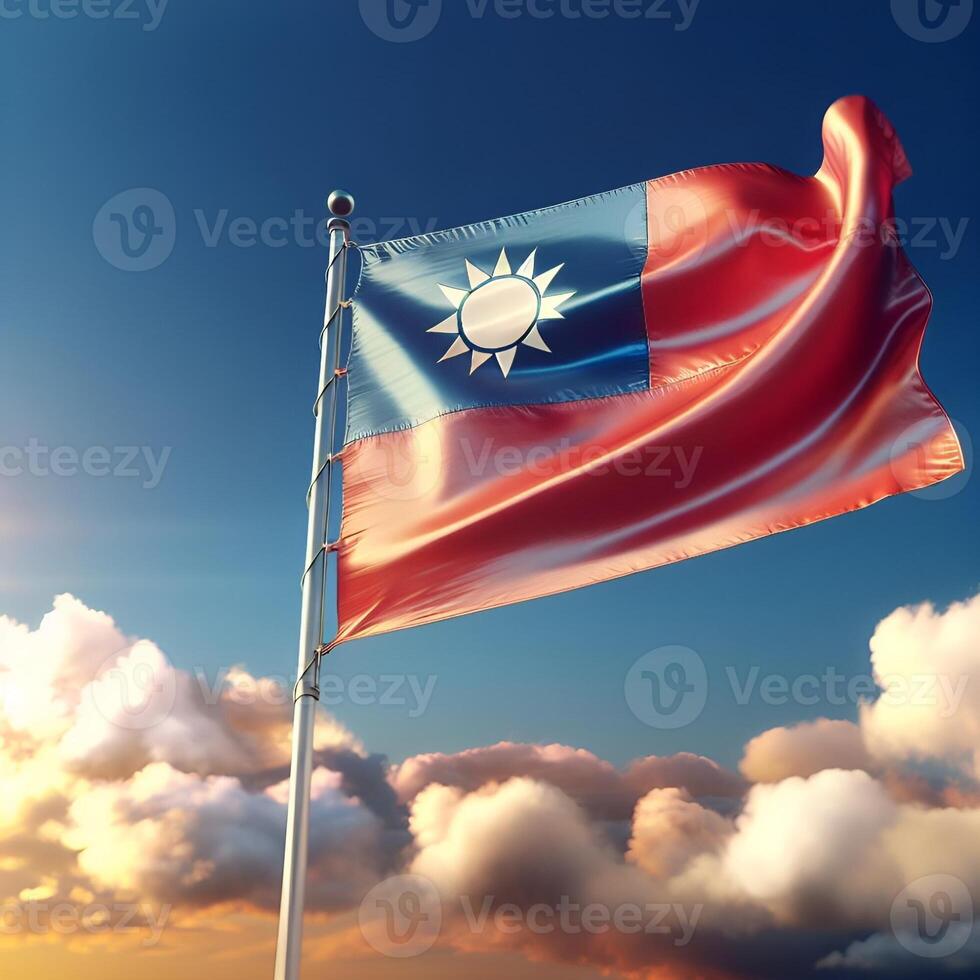 Proud Flutter of the Taiwan Flag Against the Sky photo