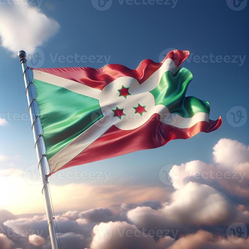 Proud Flutter of the Burundi Flag Against the Sky photo