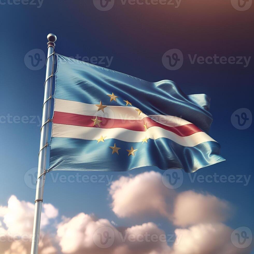 Proud Flutter of the Cape Verde Flag Against the Sky photo