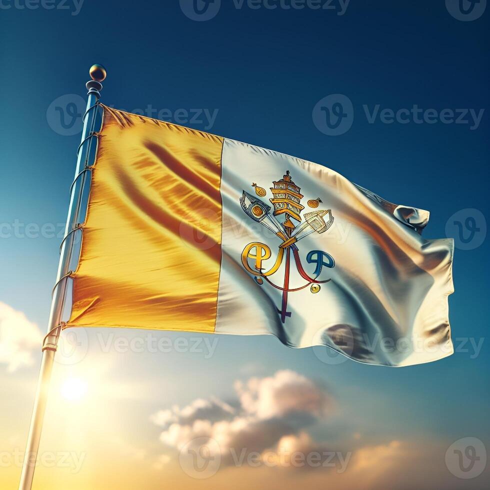 Proud Flutter of the Vatican Flag Against the Sky photo