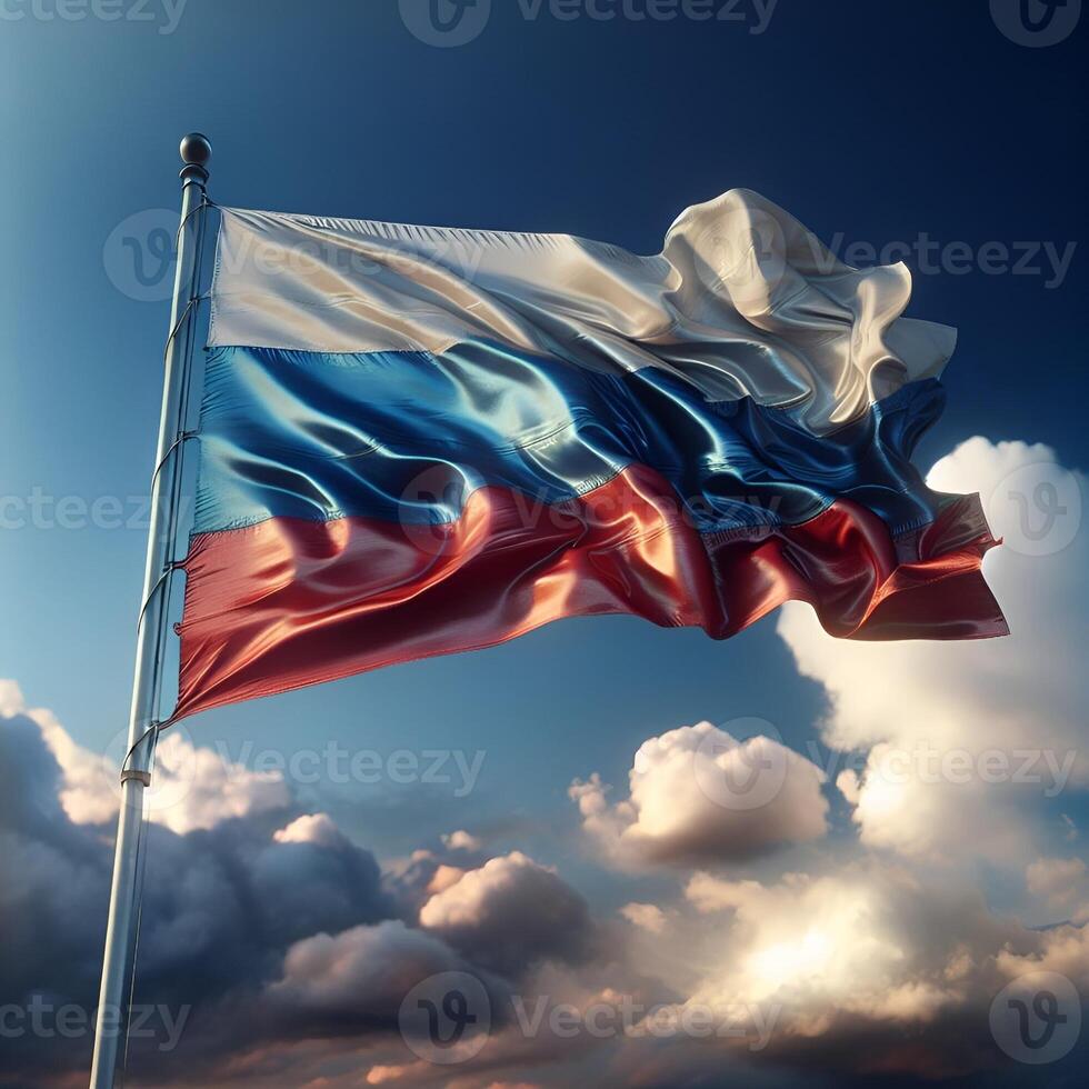 Proud Flutter of the Russia Flag Against the Sky photo