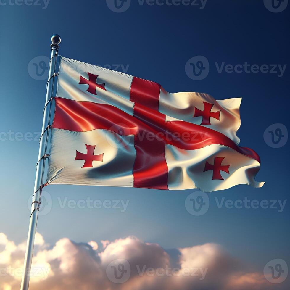 Proud Flutter of the Georgia Flag Against the Sky photo