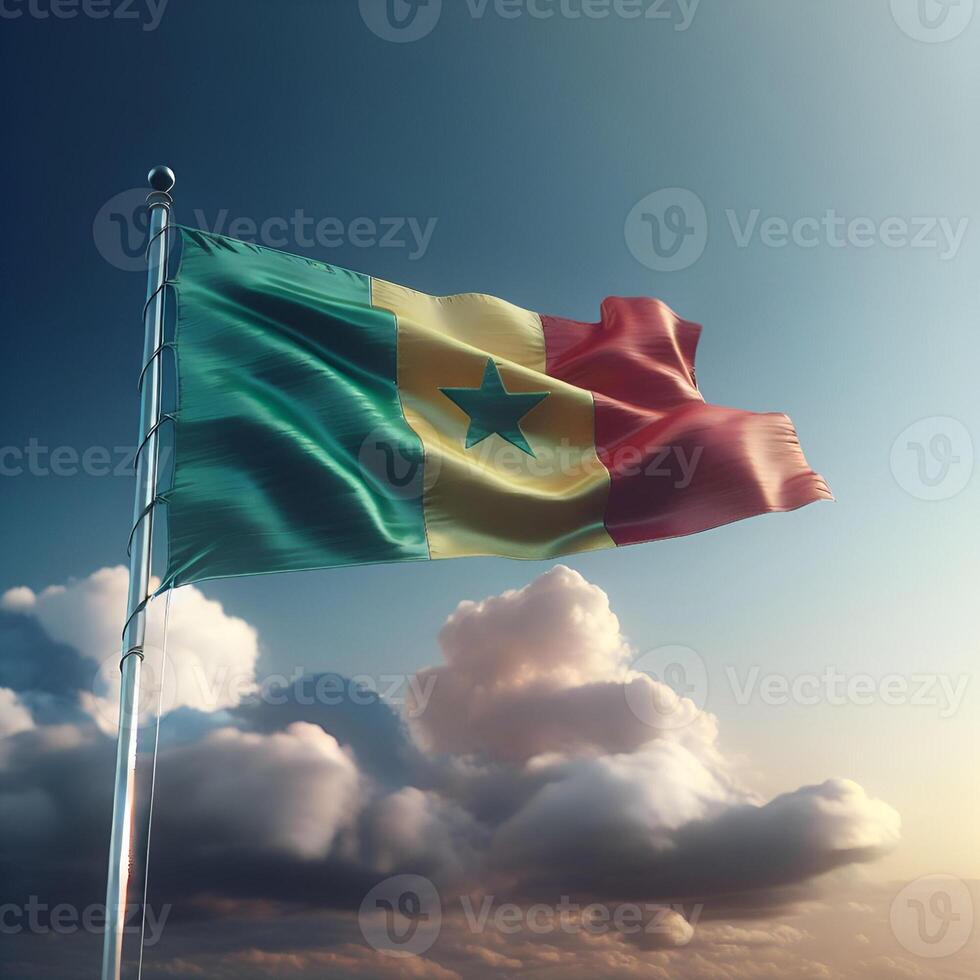 Proud Flutter of the Senegal Flag Against the Sky photo