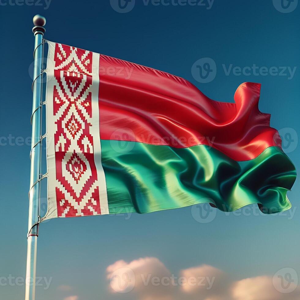 Proud Flutter of the Belarus Flag Against the Sky photo