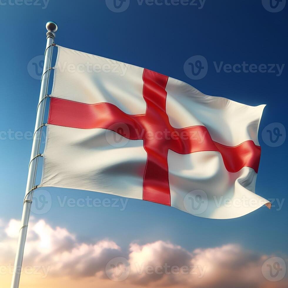 Proud Flutter of the England Flag Against the Sky photo