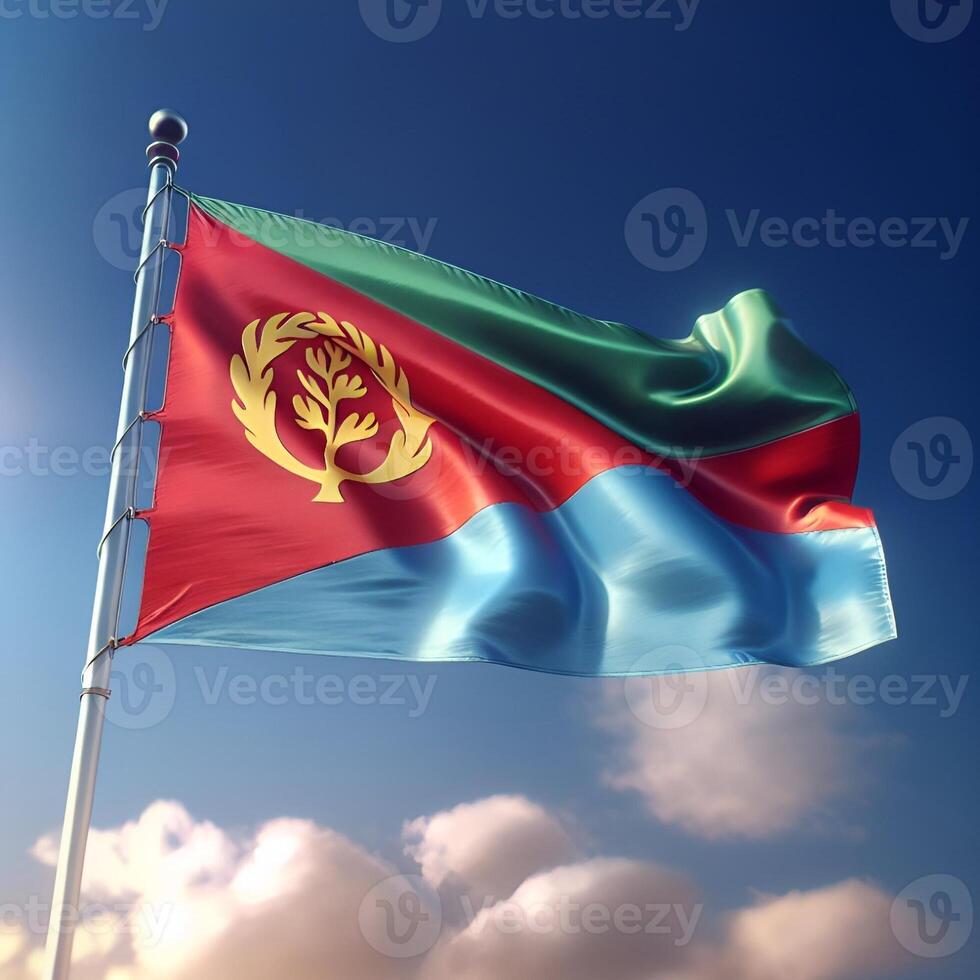 Proud Flutter of the Eritrea Flag Against the Sky photo