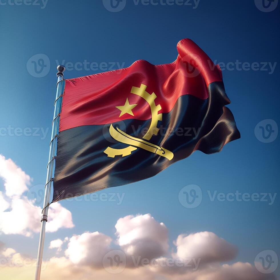 Proud Flutter of the Angola Flag Against the Sky photo