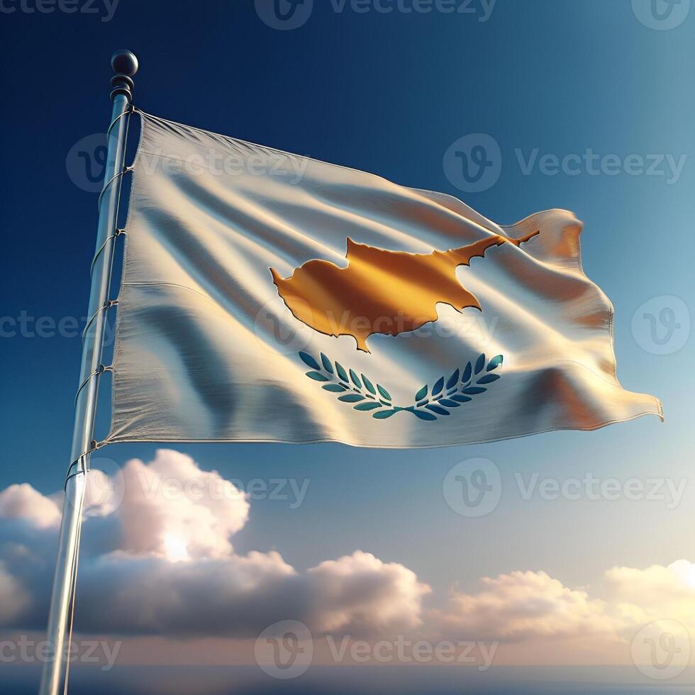 Proud Flutter of the Cyprus Flag Against the Sky photo