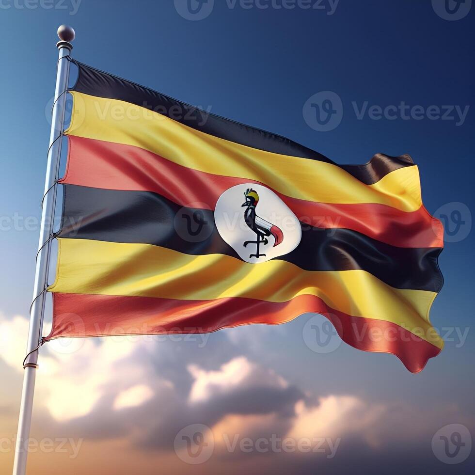 Proud Flutter of the Uganda Flag Against the Sky photo