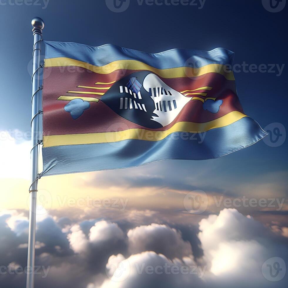 Proud Flutter of the Eswatini Flag Against the Sky photo