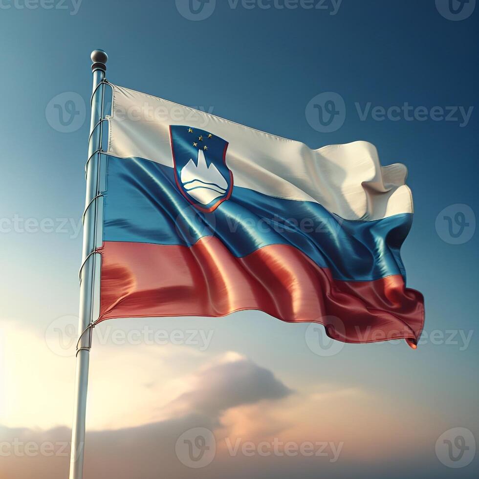 Proud Flutter of the Slovenia Flag Against the Sky photo