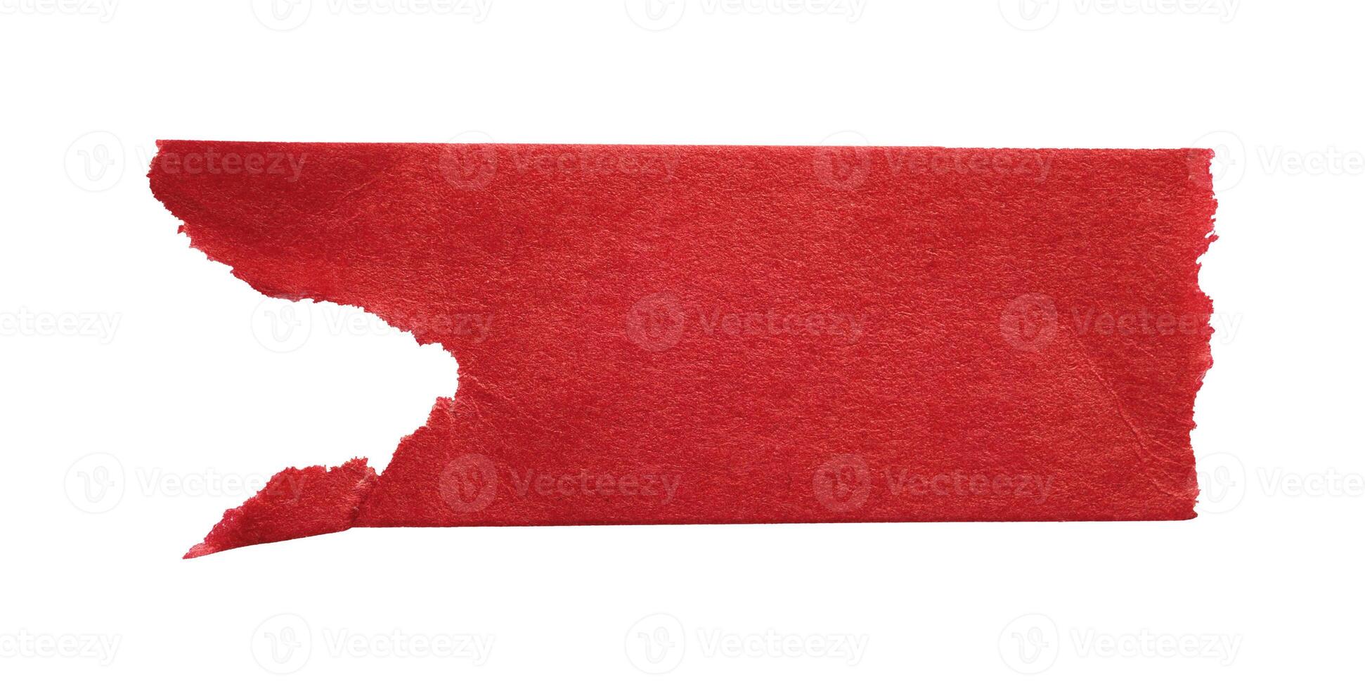 Torn paper red tape background cut out on white background photo